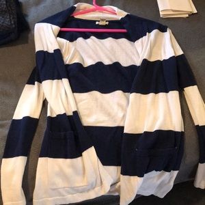 Blue and white cardigan